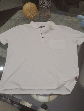 7 For All Mankind White Cotton Polo Golf Shirt Like New Medium